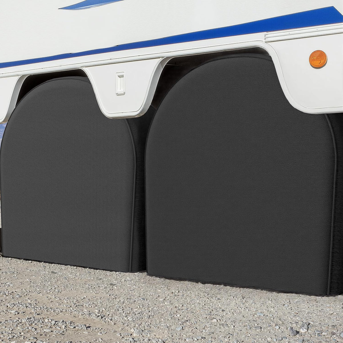 eletecpro RV Tire Covers, Fit 23-26 Inch Tire Diameters, Black, 4-Pack
