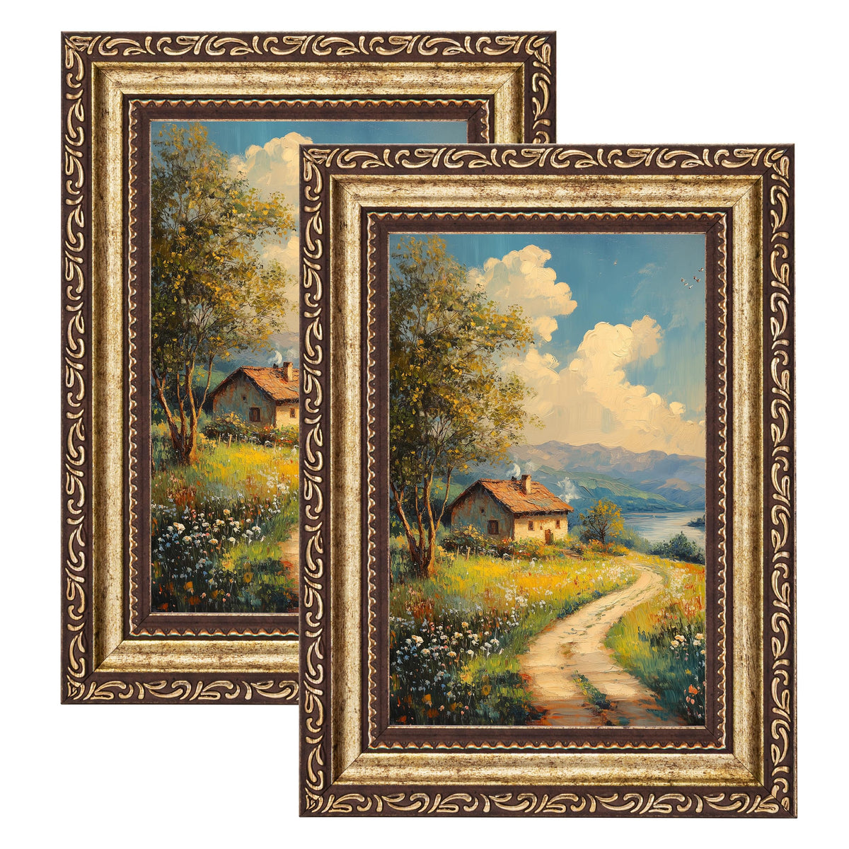 eletecpro 3x4 Vintage Picture Frame, Glass Cover, Black, 2-Pack