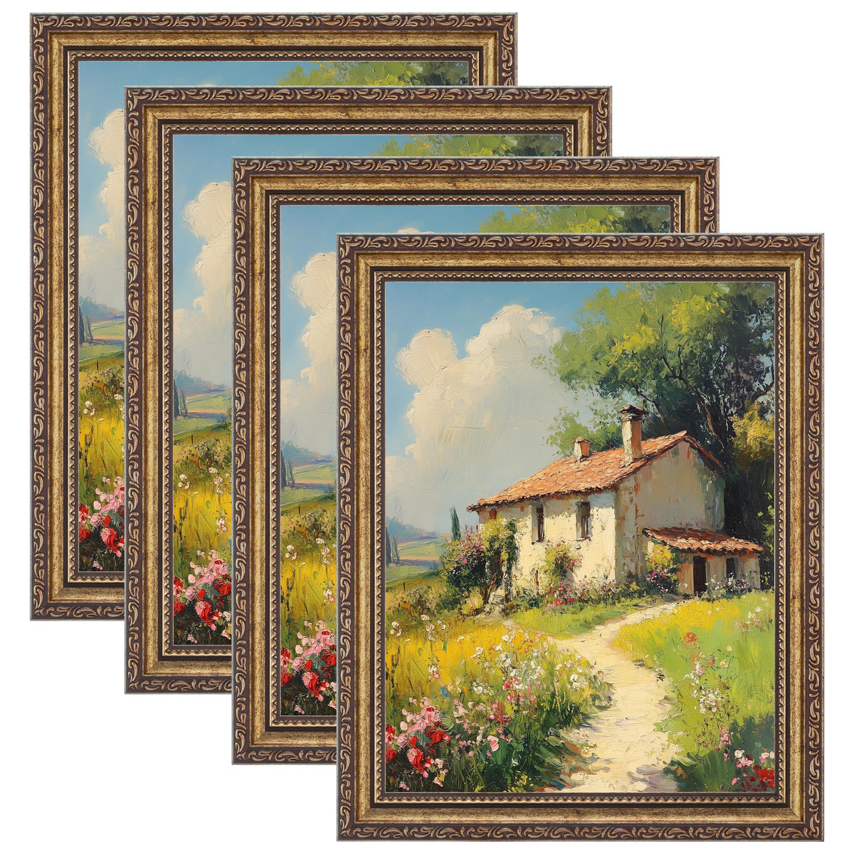 eletecpro 3x4 Vintage Picture Frame, Glass Cover, Black, 4-Pack