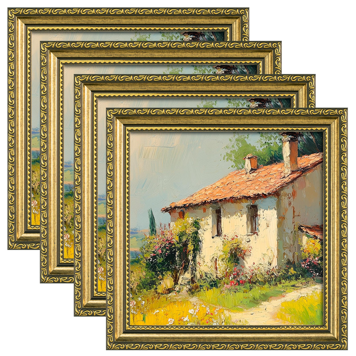 eletecpro 3x4 Vintage Picture Frame, Glass Cover, Black, 4-Pack
